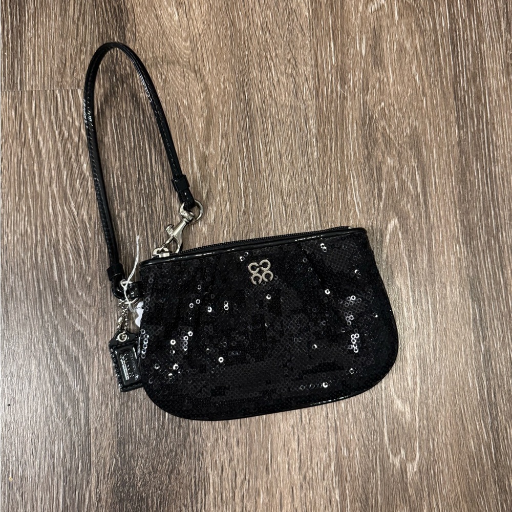 Coach Black Sequin Clutch Wristlet